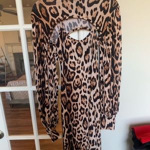 Sexy animal print midi dress